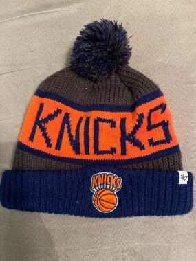47 Brand New York Knicks Knit Pom Beanie - Orange & Navy